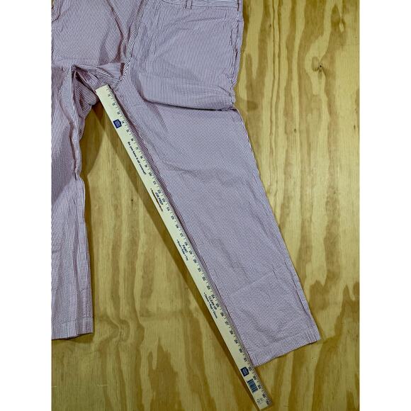 Brooks Brothers Clark Fit Mens 36x32 Cotton Seersucker Pants Red & White Stripe - Picture 10 of 11